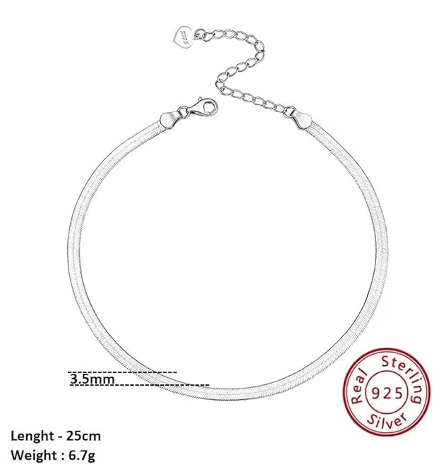 Ragya Jewels 925 Silver Anklet for Women, Single | in Pure 92.5 Sterling Silver for Girls/Women ANK-60028