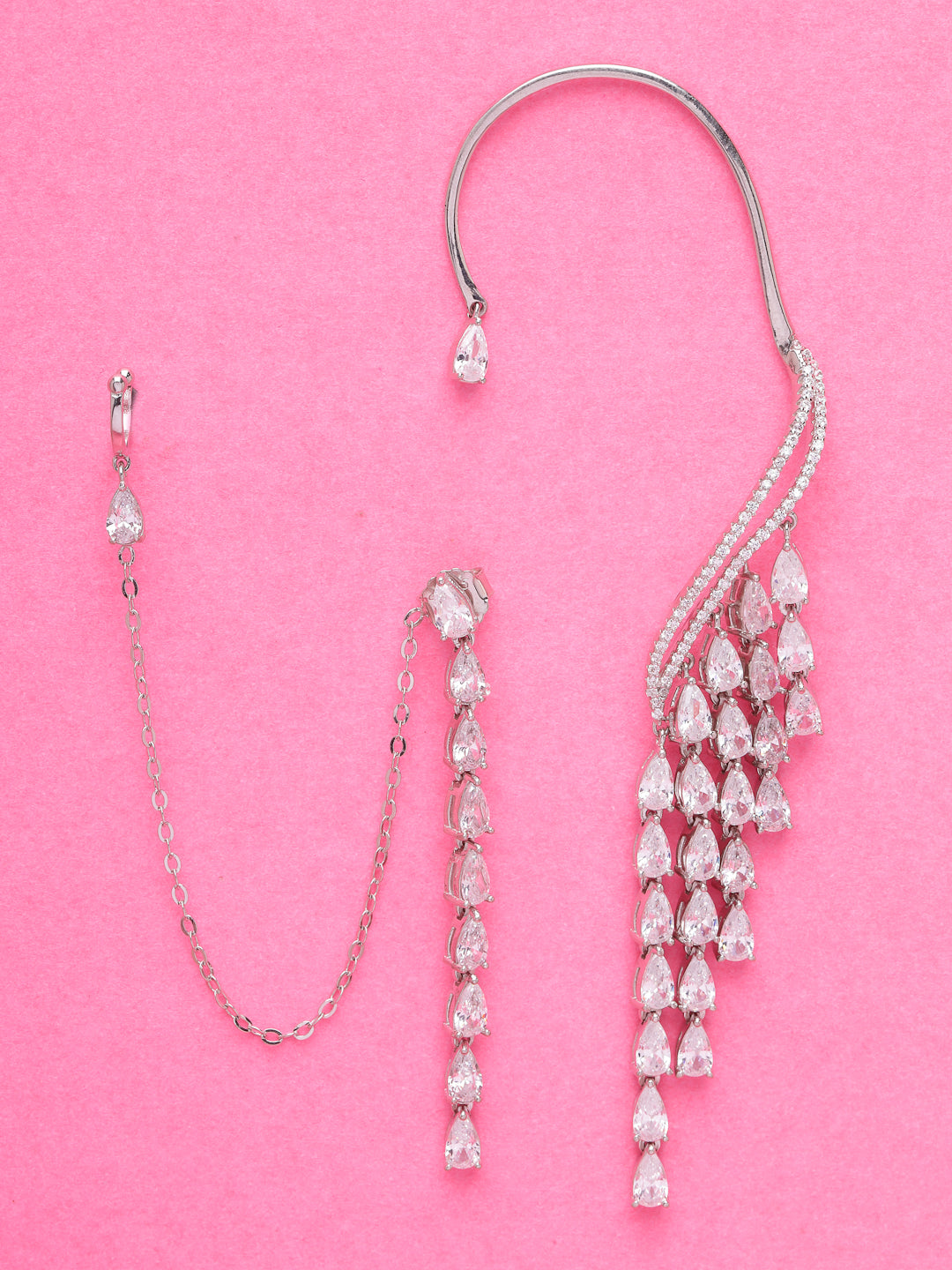 SILVER LUSTROUS SWIRL EARRING