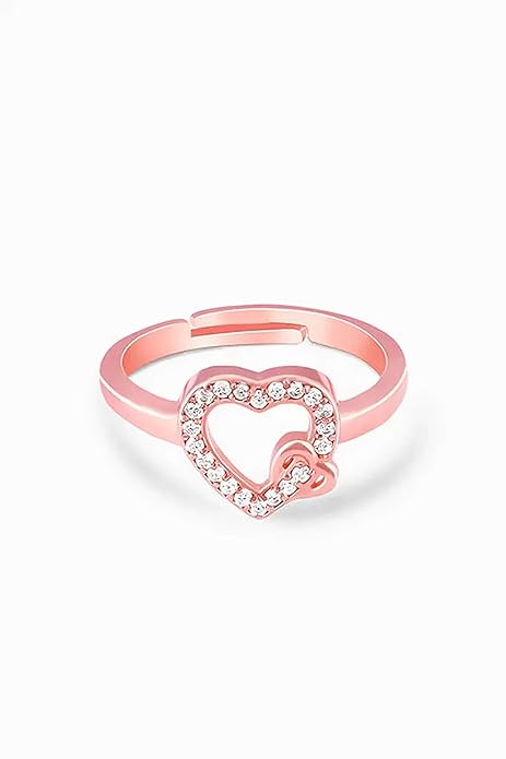 Ragya Jewels 18ct Rose Gold Plated 925 Sterling Silver Heart Locked Ring For women