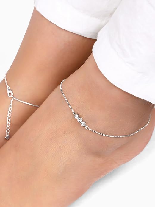 Elegant Floral Crystal Beads Anklet + Magnetic Strap Watch ANK-60027-W