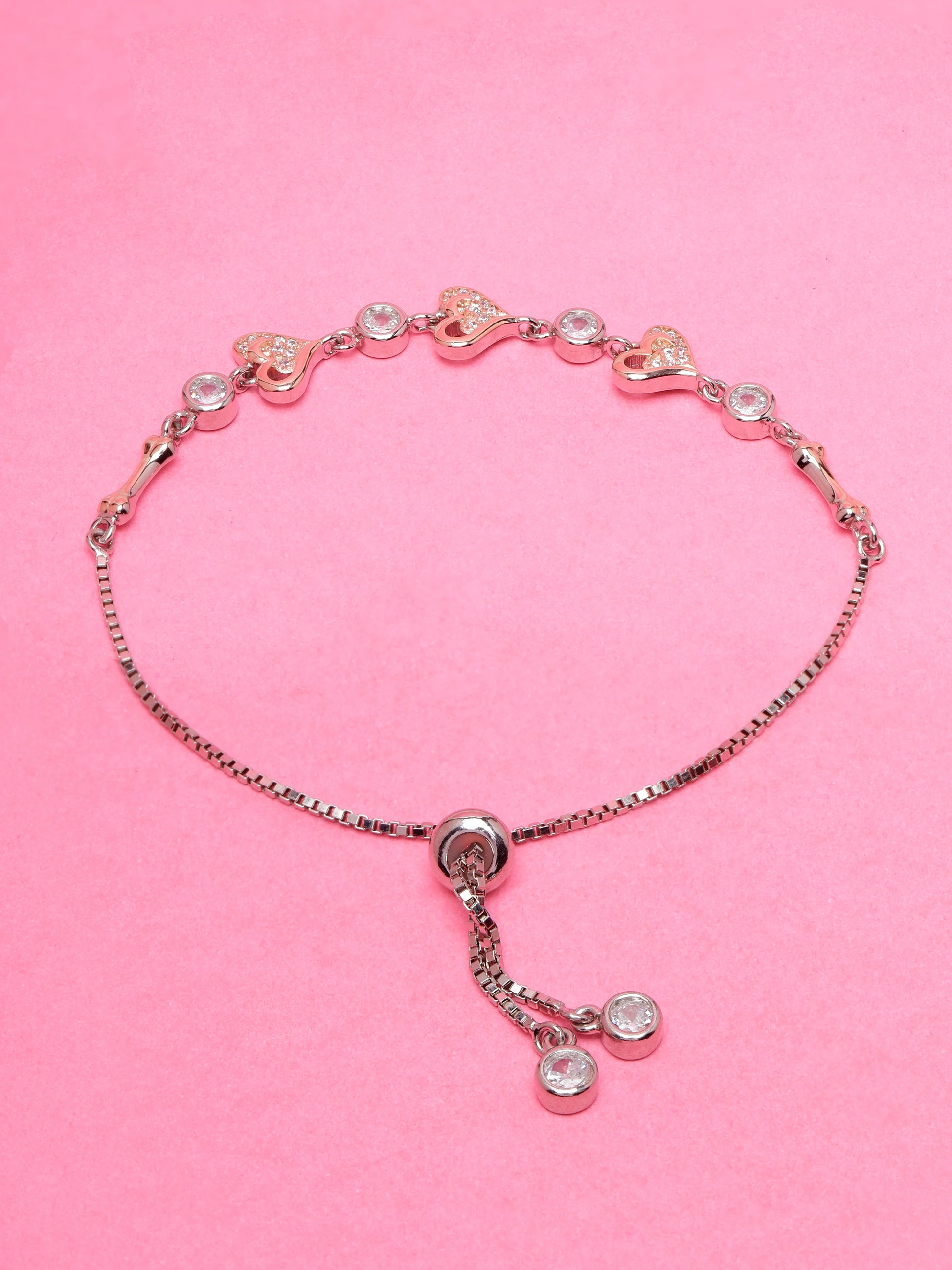 silver-rose-gold-heart-pinnacle-bracelet-online